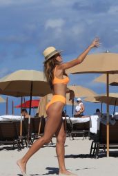 Natalia Borges in an Orange Bikini in Miami 07/01/2017
