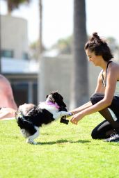 Nina Dobrev - With Her Puppy Maverick at a Local Park in LA 07/05/2017