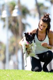 Nina Dobrev - With Her Puppy Maverick at a Local Park in LA 07/05/2017