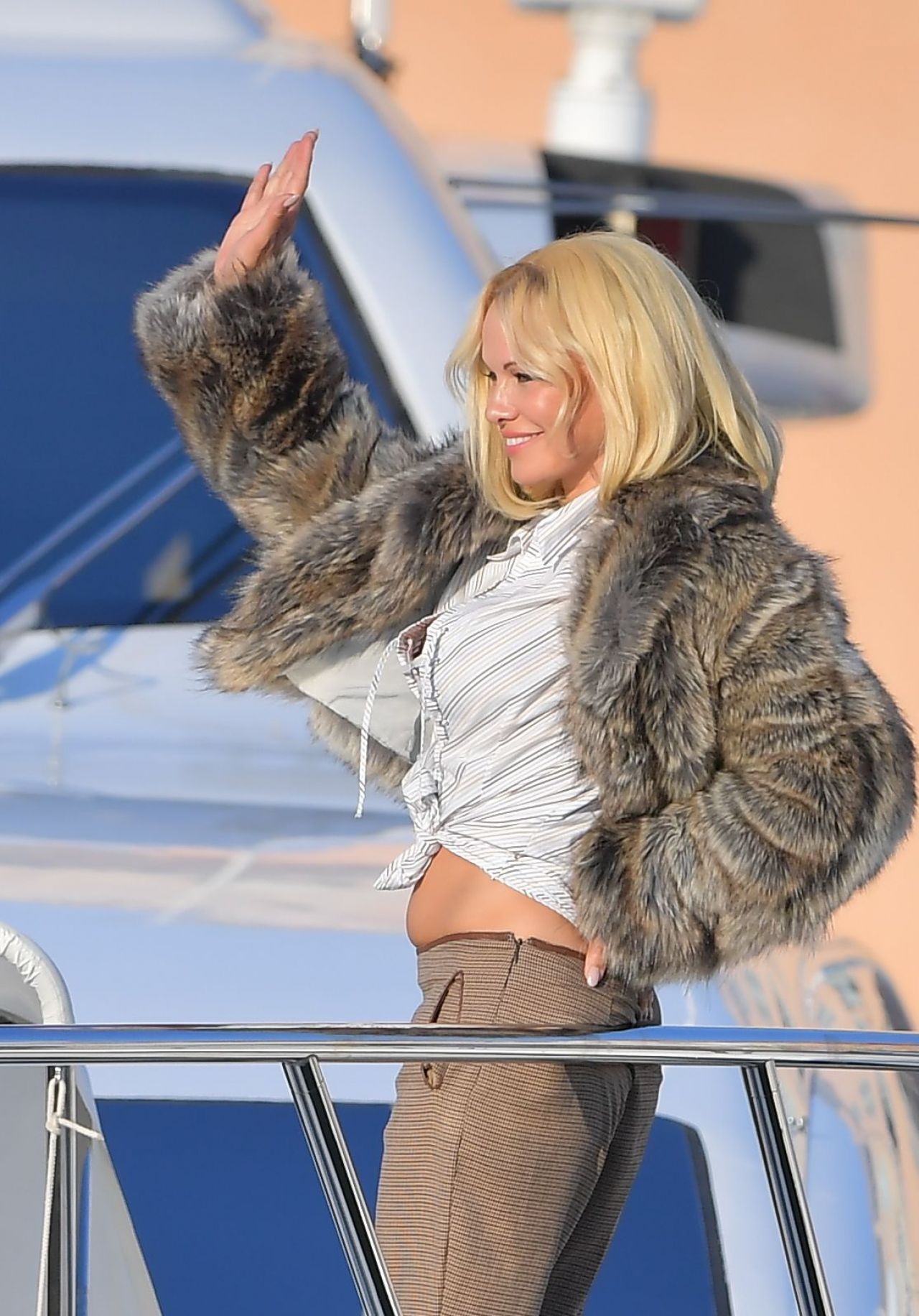 Pamela Anderson - Photoshoot on a Boat in Saint Tropez 07/16/2017.