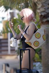 Pixie Lott in Black Swimsuit in Ibiza 07/02/2017
