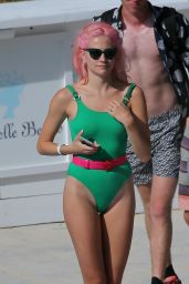 Pixie Lott - Wearing Green Swimsuit in Ibiza, Spain 07/01/2017