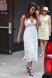 Priyanka Chopra in a White Dress in New York City 07/27/2017