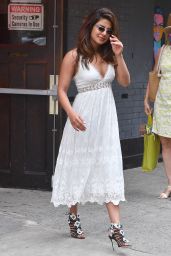 Priyanka Chopra in a White Dress in New York City 07/27/2017