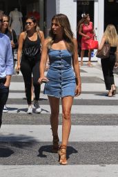 Renee Bargh in Jeans Mini Dress - Out in Beverly Hills 07/28/2017