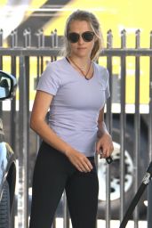 Teresa Palmer in Leggings at the Gas Station in LA 07/05/2017