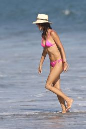Alessandra Ambrosio in a Pink Bikini at the Beach in Malibu 08/09/2017
