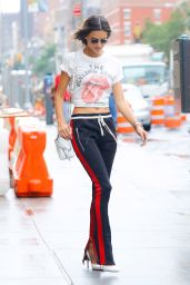 Alessandra Ambrosio in Rolling Stones Crop Top - NYC 08/29/2017