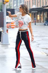 Alessandra Ambrosio in Rolling Stones Crop Top - NYC 08/29/2017