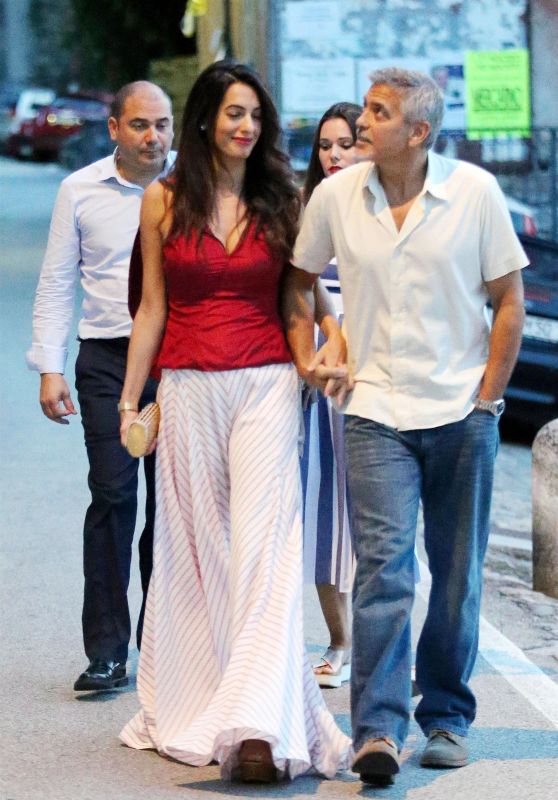 Amal Clooney and George Clooney - Candlelight Dinner at "Le Darsene" in Bellagio, Italy 08/22/2017