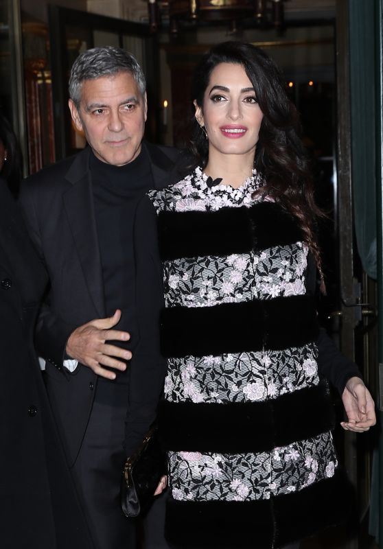 Amal Clooney and George Clooney - Leaving Their Hotel to go to Dinner to Laperouse Restaurant in Paris