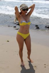 Blanca Blanco in a Yellow Bikini - Photoshoot on the Beach in Malibu 08/16/2017