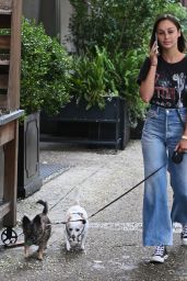 Cara Santana - Walking With Her Dogs in the Bowery in NYC 08/02/2017