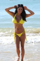 Casey Batchelor in Yellow Bikini on Beach in Portugal 08/26/2017