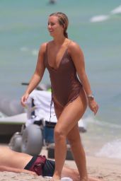 Cecilie Nordahl in a One Piece Swimsuit at the Beach in Miami Beach 08/09/2017