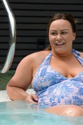 Chanelle Hayes in a Blue & White Swimsuit at Titanic Spa in Huddersfield, UK 08/01/2017