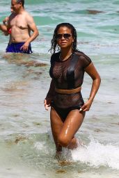 Christina Milian Shows Off Her Body - Beach in Miami 08/19/2017