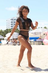 Christina Milian Shows Off Her Body - Beach in Miami 08/19/2017