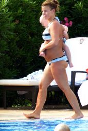 Coleen Rooney in a Striped Bikini Shows Off Her Growing Baby Bump - Majorca 08/27/2017