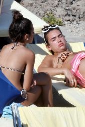 Dua Lipa in Bikini Top - Sunbathing on Summer Holiday in Capri 08/29/2017
