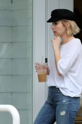 Emma Roberts - Picks Up an Iced Coffee at Juice Press in East Hampton in NY 08/04/2017