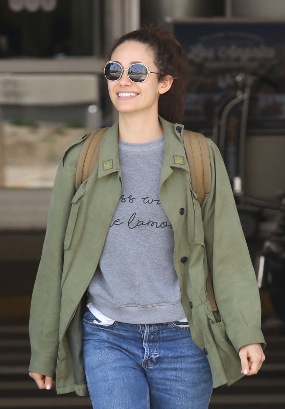 Emmy Rossum in Travel Outfit - LAX in LA 08/05/2017