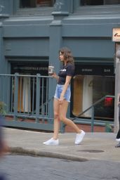 Georgia Fowler Leggy in Jeans Shorts - SoHo in New York08/14/2017