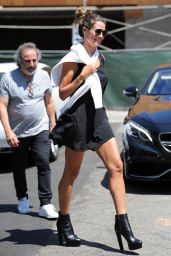 Heidi Klum in Black Minni Dress - Leaving Celebrity Hair Salon in Beverly Hills 08/18/2017