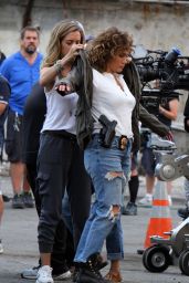 Jennifer Lopez at the "Shades of Blue" Set in Queens 08/24/2017