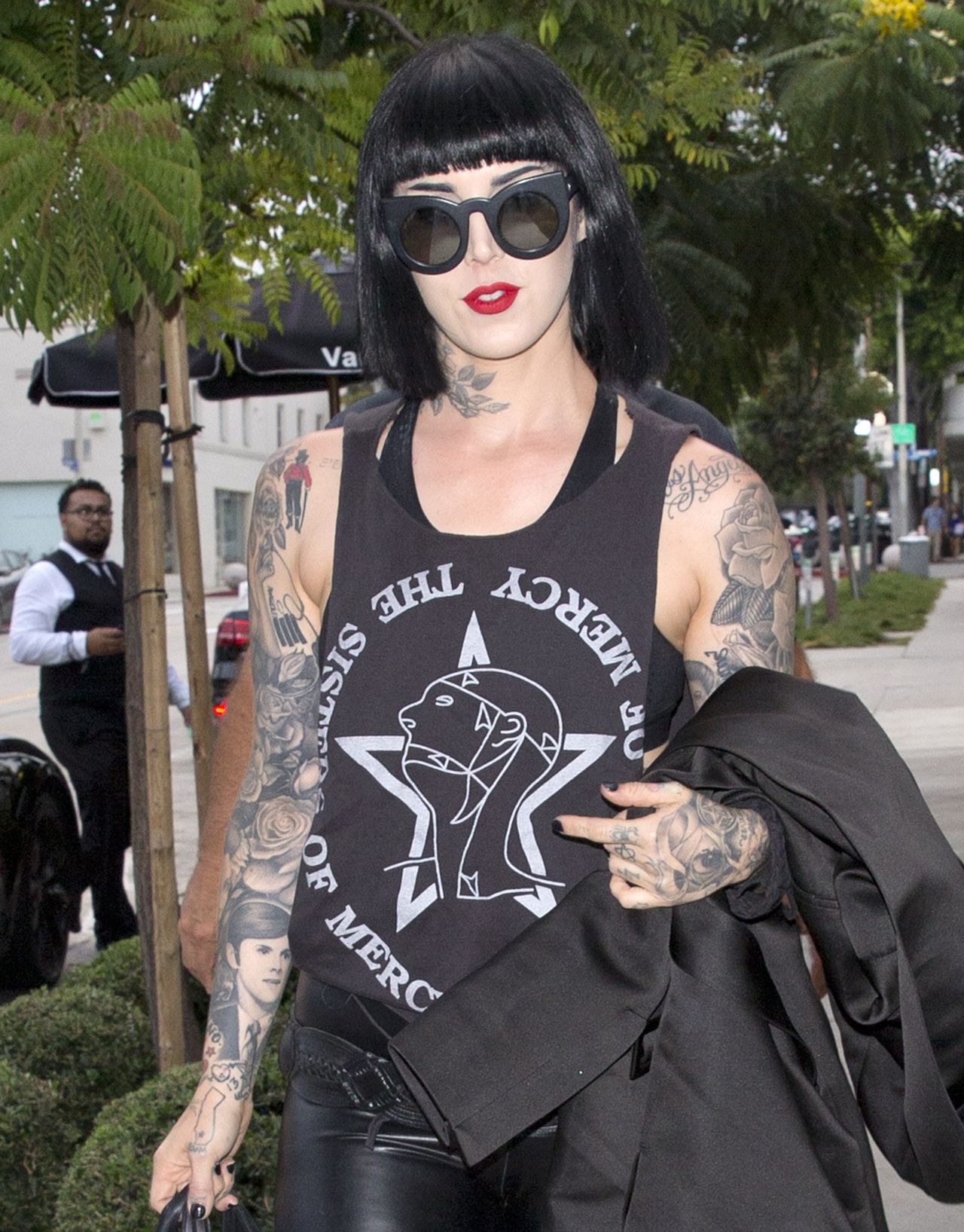 Kat Von D Arrives For Dinner At Gracias Madre Vegan Mexican