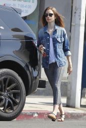 Lily Collins in Leggings - Beverly Hills 08/30/2017 