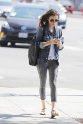 Lily Collins in Leggings - Beverly Hills 08/30/2017 