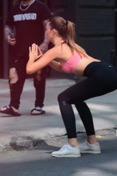 Lorena Rae in Sports Bra and Leggings - NYC 08/20/2017