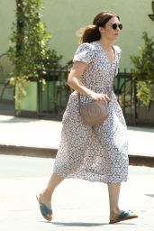 Mandy Moore in a Floral Print Dress -Out in Los Angeles 08/04/2017