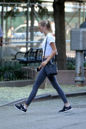 Megan Williams in Leggings - Walks Home From the Gym in Tribeca, NYC 08/01/2017