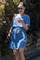 Natalie Portman in Denim Dress - Los Angeles 08/24/2017