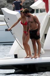 Ann-Kathrin Brommel in a Red Bikini - On a Yacht in Mallorca 09/03/2017