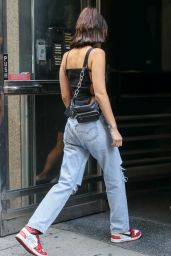 Bella Hadid in Ripped Jeans - NYC 09/07/2017