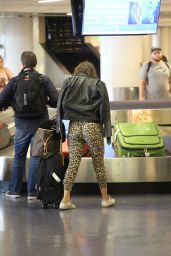 Chloe Bennet in Leopard Print Pants - LAX Airport in LA 09/10/2017