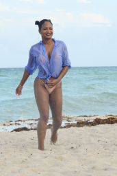 Christina Milian in Bikini - Beach in Miami 08/31/2017