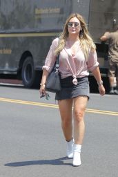 Hilary Duff in a Denim Mini Skirt - Leaving a Salon in West Hollywood 08/31/2017