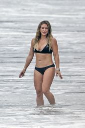 Hilary Duff in Black Bikini - Beach in Malibu 09/04/2017