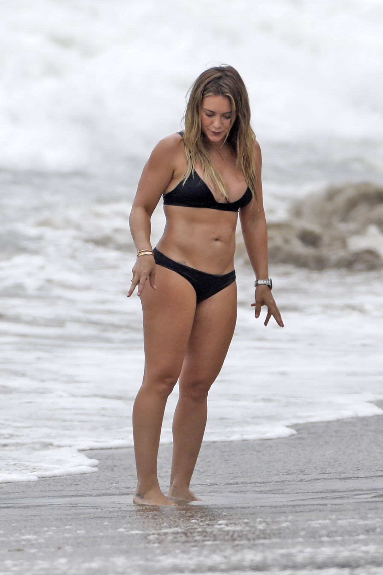 Hilary Duff In Black Bikini - Beach In Malibu 09042017-3563