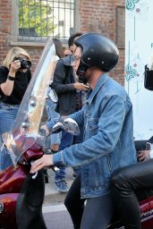 Karlie Kloss - Rides Off On a Motorcycle in Milan 09/20/2017