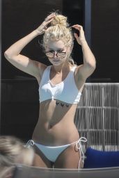 Lottie Moss in a White Bikini - Poolside in LA 09/11/2017
