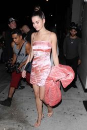 Maia Mitchell in a Pink Dress - Catch LA Restaurant in West Hollywood 09/18/2017