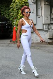 Melanie Brown in An All-White Bodysuit - Los Angeles 09/23/2017