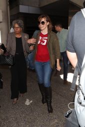 Milla Jovovich Casual Style - LAX Airport in Los Angeles 09/22/2017