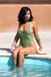 Montia Sabbag in a Green Swimsuit - Pool Photoshoot at a Private Residence in LA 09/22/2017