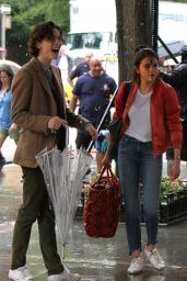 Selena Gomez - Film Under the Rain at Movie Set in New York 09/20/2017